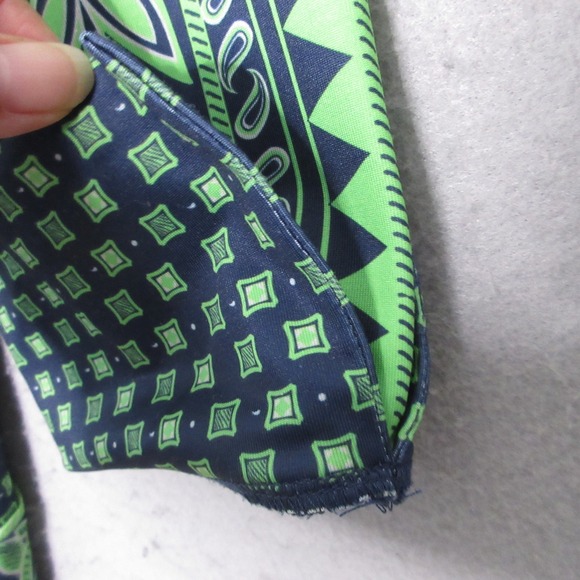 Gretchen Scott Dress Small Green Navy Medallion Tunic Shift Geometric Flip Cuff - Picture 3 of 8